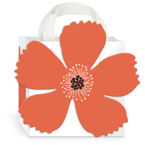 Green Garden Coral Flower Extra Small Gift Bag with handles.