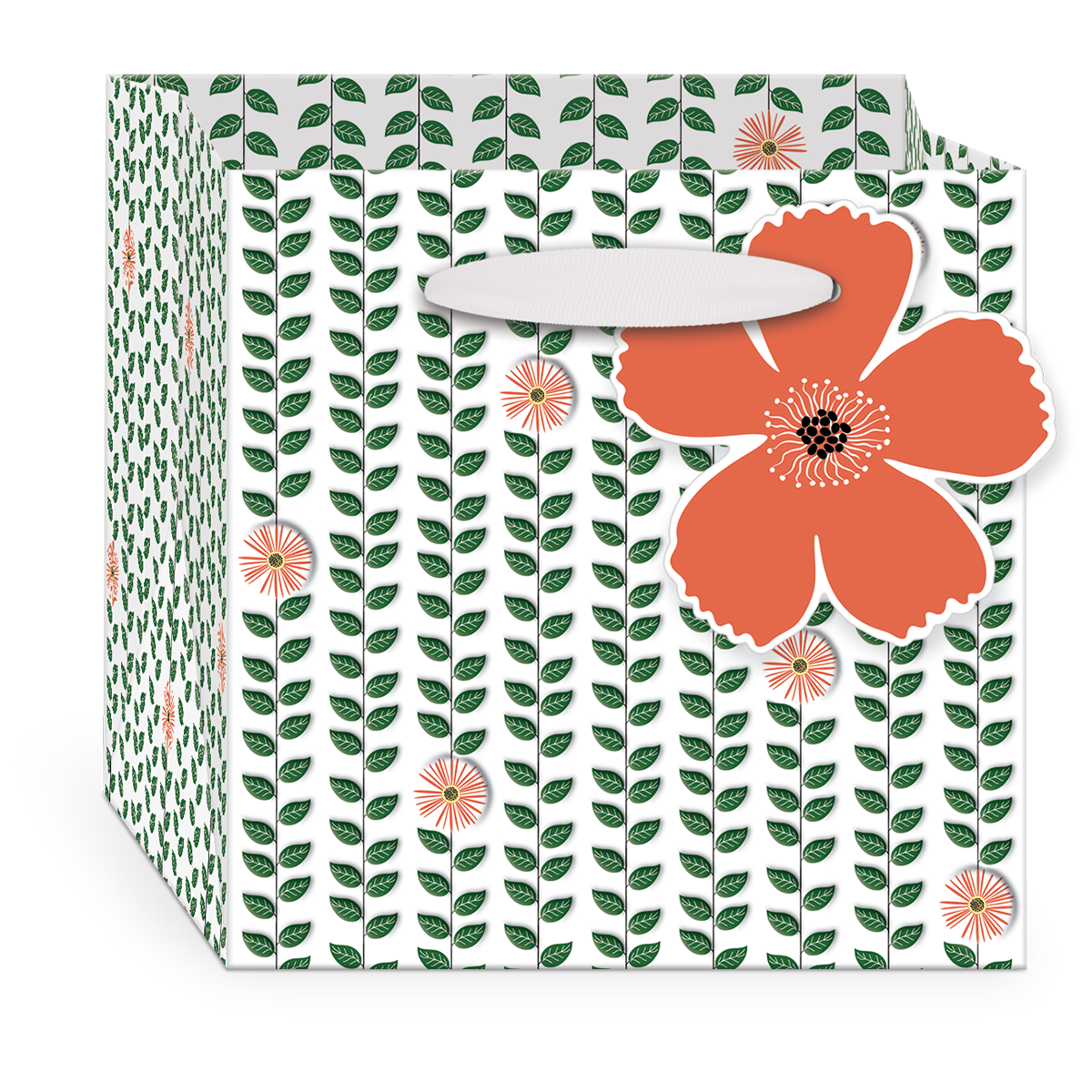 Green Garden Vines Cube Bag with handles.