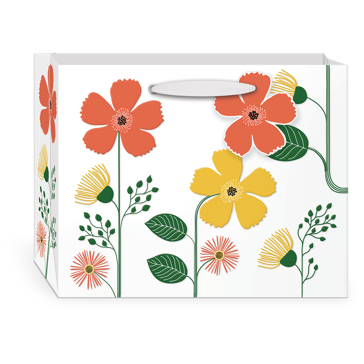 Green Garden Multi Flower Medium Gift Bag with handles.