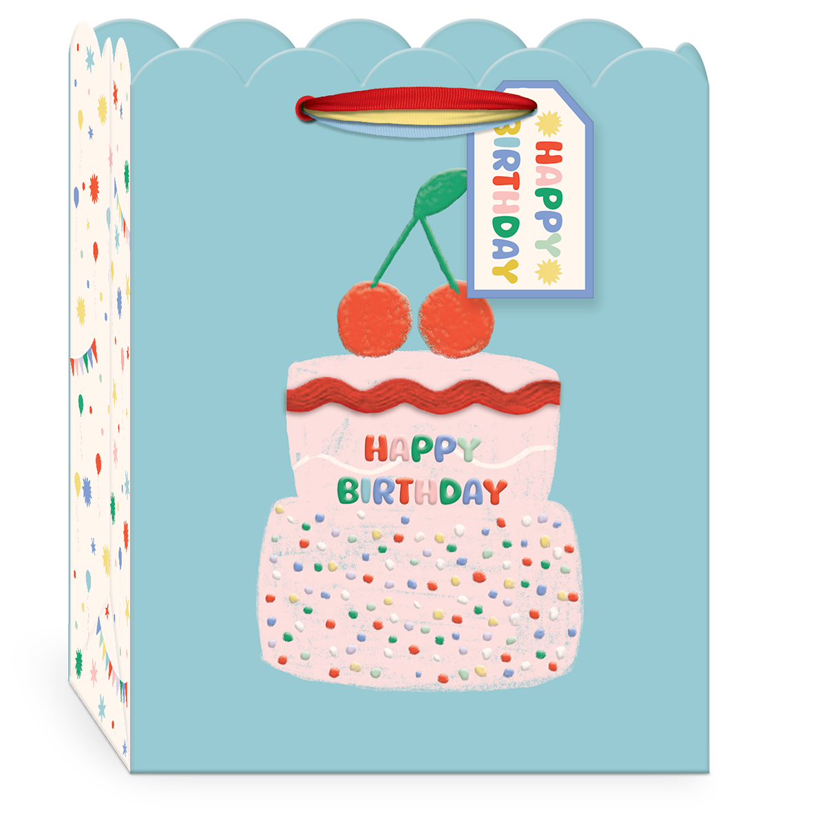 Birthday Brights Cherries Medium Gift Bag with handles.