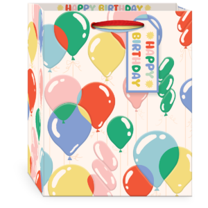 Birthday Brights Balloons Medium Gift Bag with handles.