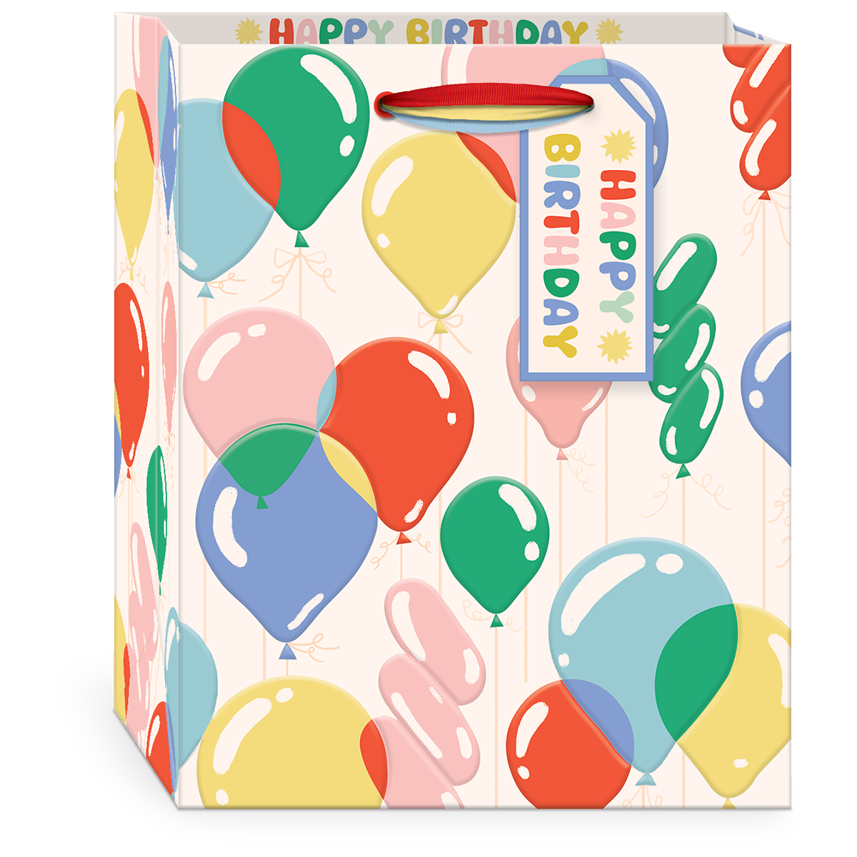 Birthday Brights Balloons Medium Gift Bag with handles.