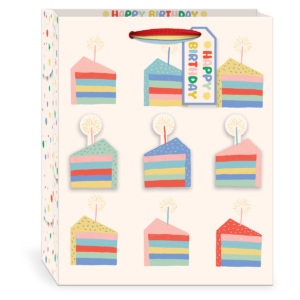 Birthday Brights Cake Slices Large Gift Bag with handles.