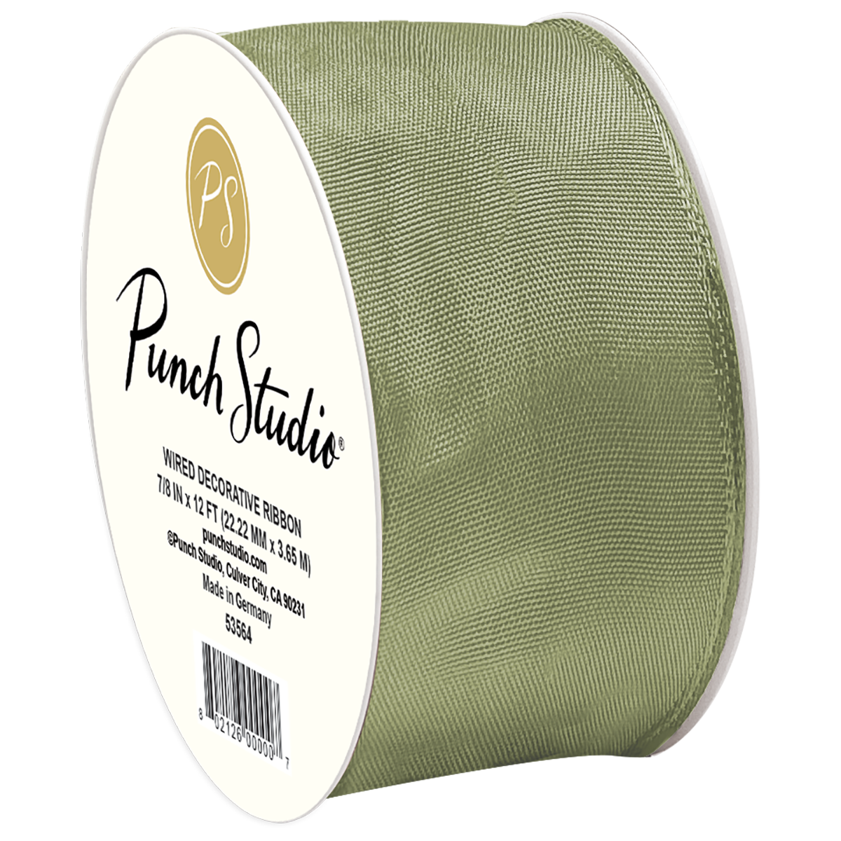 Antique Moss Wired Taffeta Ribbon