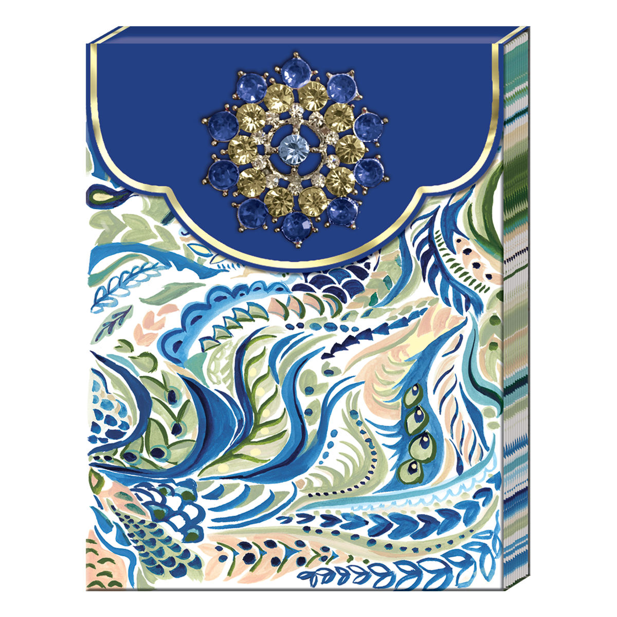 Azure Peacock Brooch Notepad Product