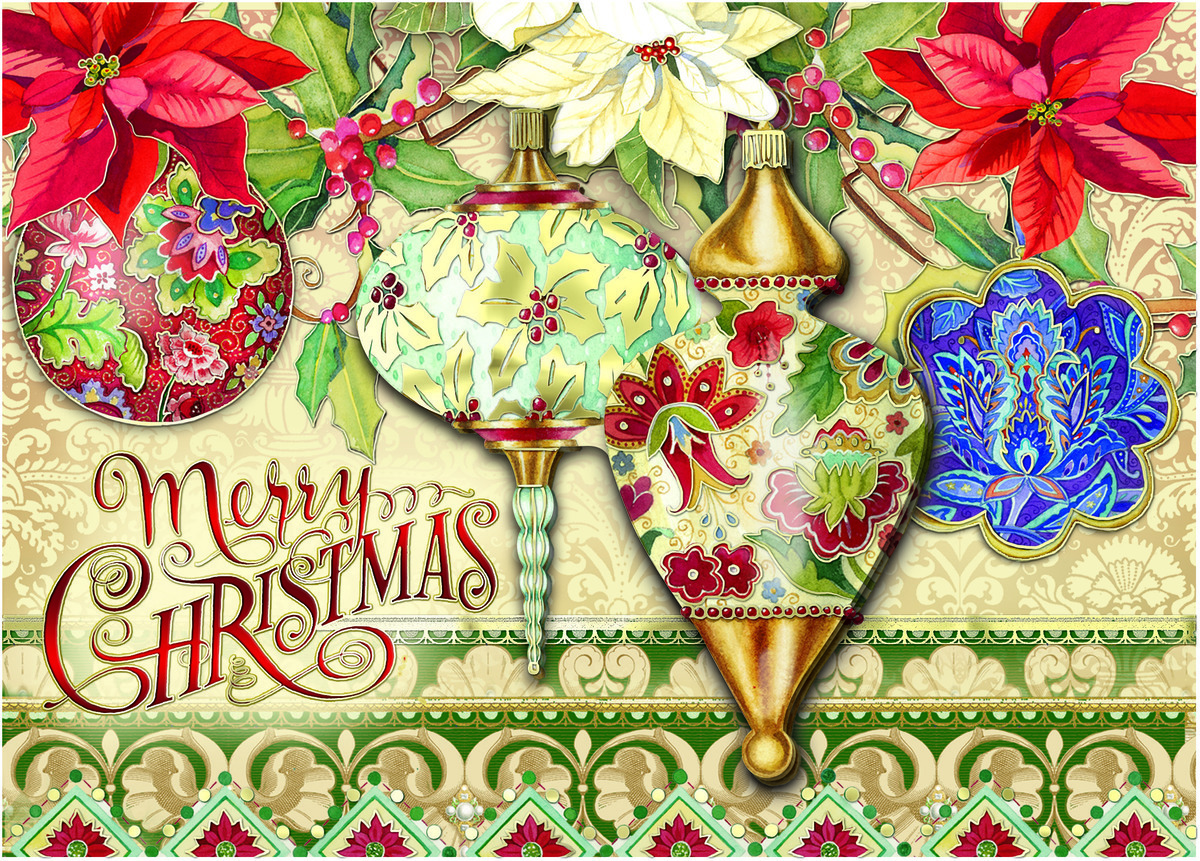 Folk Ornaments Boxed Holiday Cards Product
