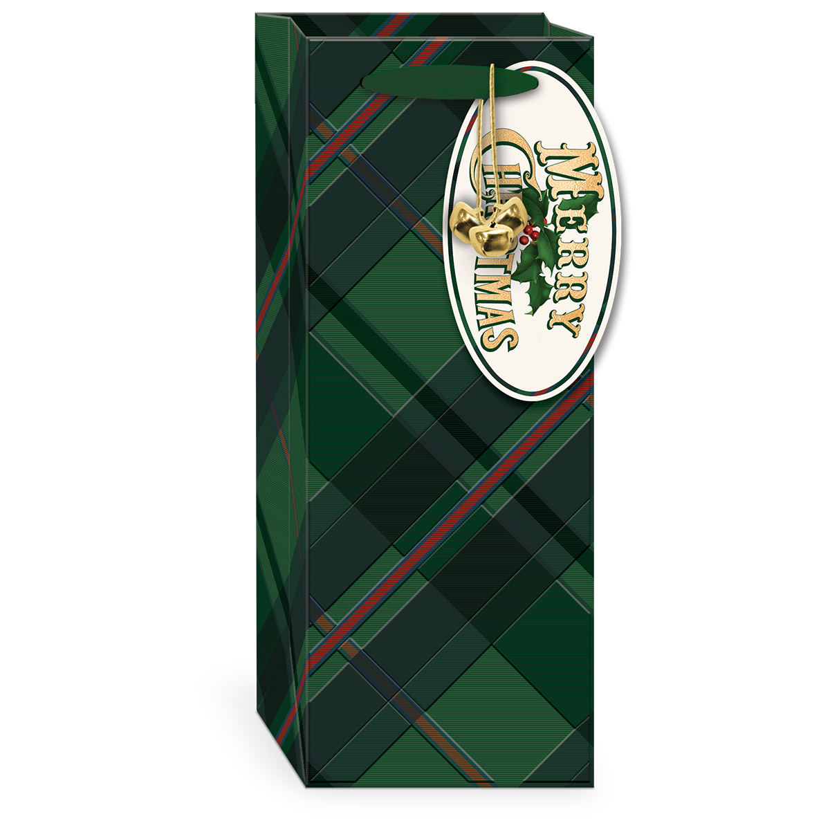 Heirloom Christmas Green Plaid Wine Bag Product