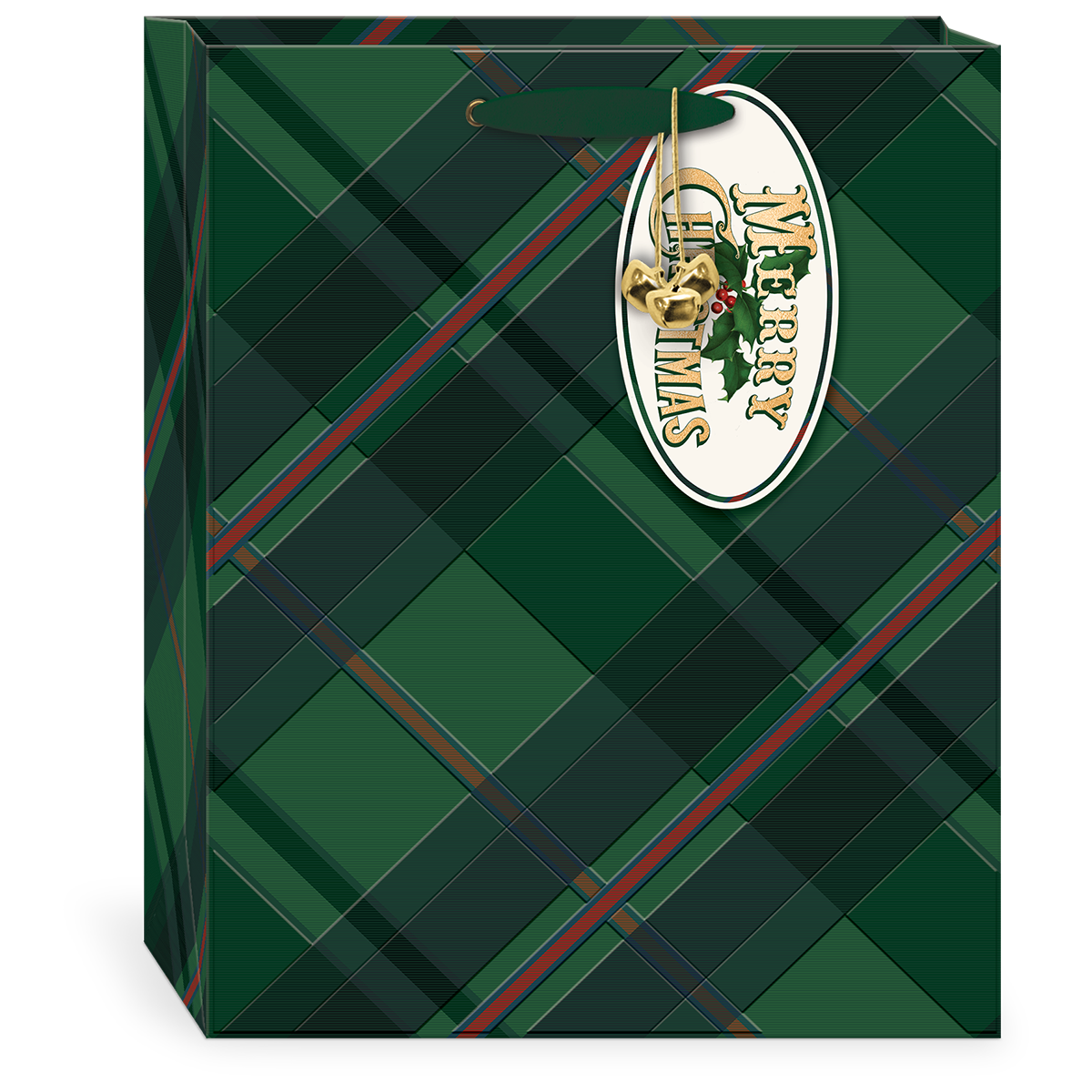 Heirloom Christmas Green Plaid Large Gift Bag Product